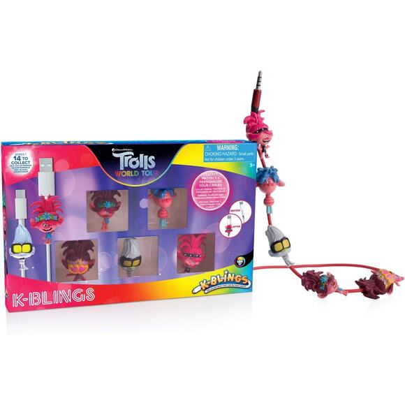 Trolls World Tour K-Blings 5 Pack Protect and Personalize Your Cables NEW - Picture 2 of 14